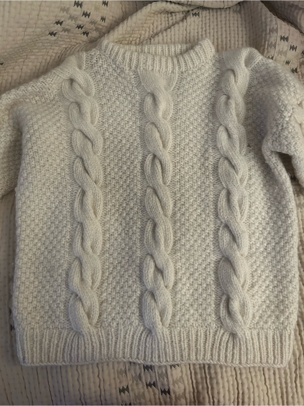 Cable-Knit Cream Women's Sweater